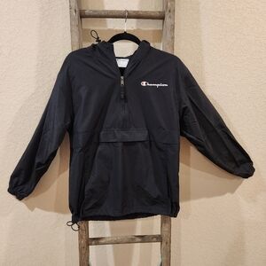 Champion Men's Black Windbreaker Lightweight Jacket - Size Small